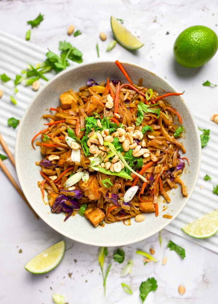 Thai Peanut Noodles with Crispy Tofu