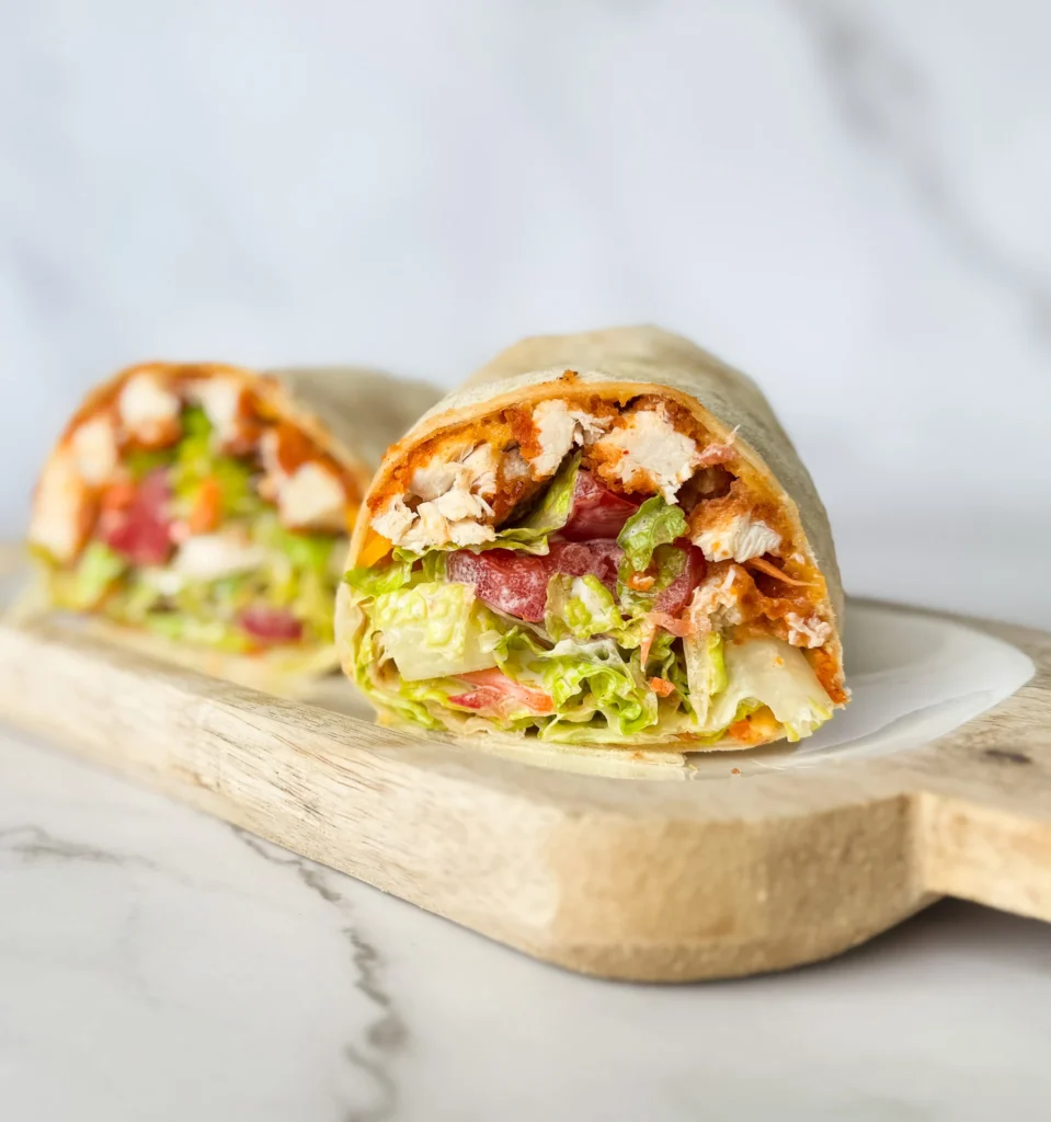buffalo chicken wrap on platter