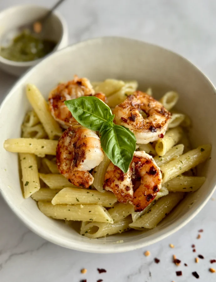 20-Minute Shrimp Pesto Pasta