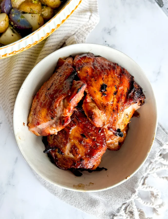 Maple Dijon Soy Chicken Thighs on the Traeger
