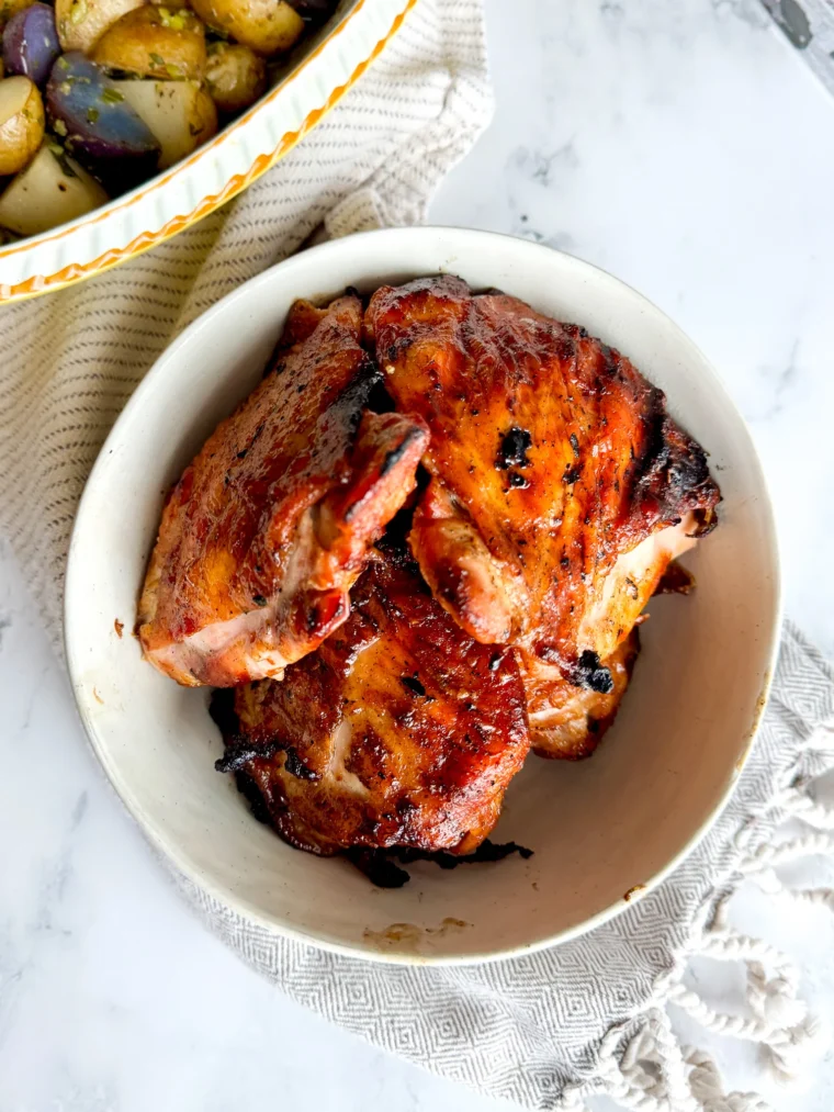 Maple Dijon Soy Chicken Thighs on the Traeger