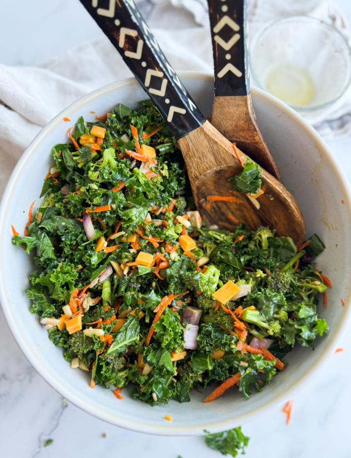 Broccoli Kale Salad with Lemon Vinaigrette