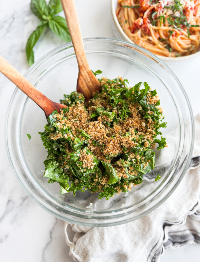 Kale Caesar Salad with Toasted Breadcrumbs