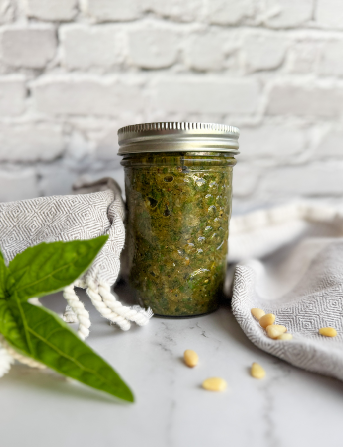 End of Summer Basil Pesto Sauce
