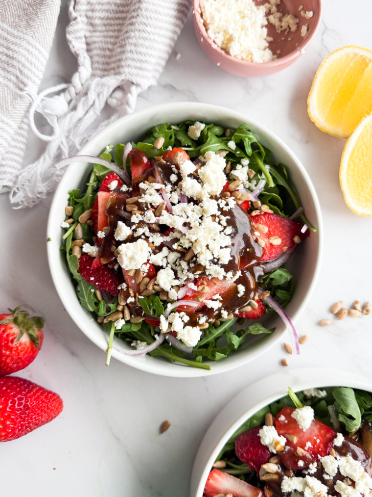 Strawberry Arugula Salad with Feta and Balsamic Dressing