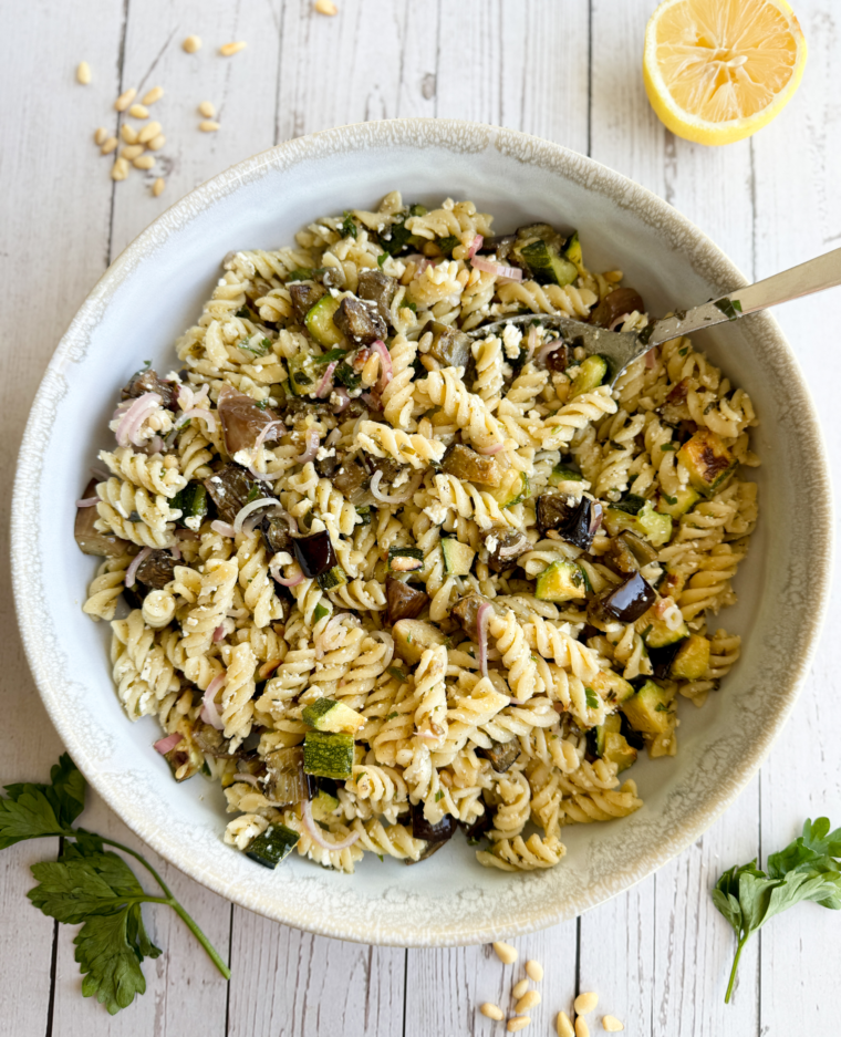 Lemon Zucchini and Eggplant Pasta Salad