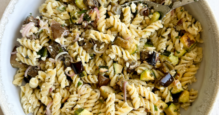 Lemon Zucchini and Eggplant Pasta Salad